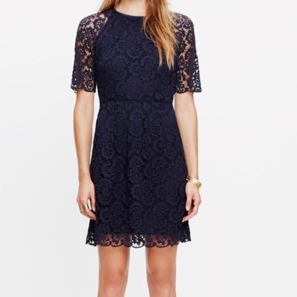 🎃Madewell Magnolia Navy Blue Lace Sheath Dress Size 4 - Picture 2 of 15